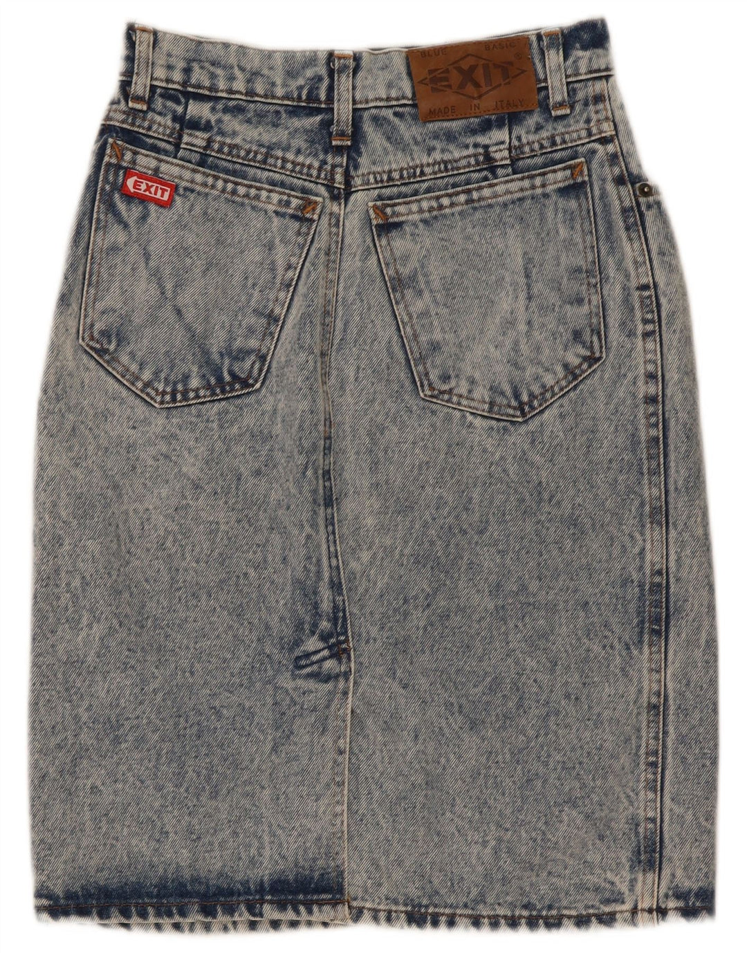 Saia jeans feminina vintage W27 algodão azul pequeno