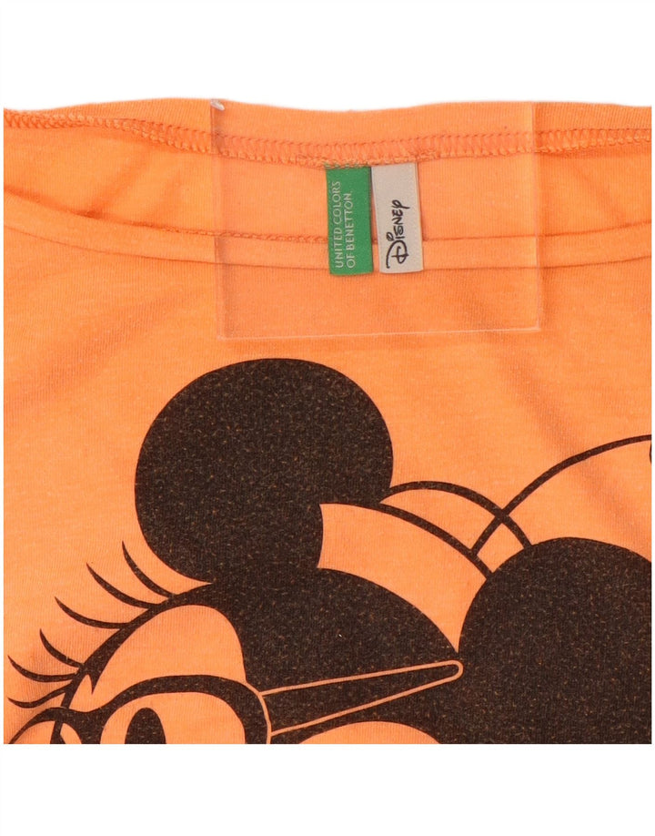 Camiseta feminina BENETTON com estampa Mickey Mouse Crop UK 14 médio laranja