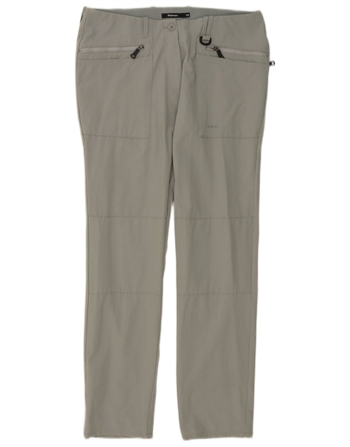 Calça cargo feminina Rohan Slim UK 12 médio W32 L30 cinza poliamida