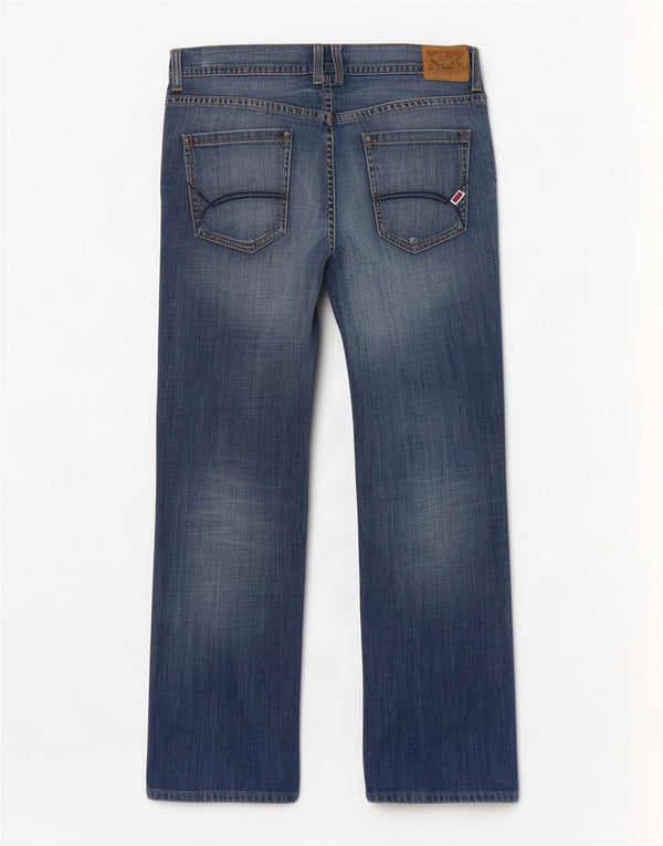 Tommy Hilfiger Masculino Wilson Distressed Regular Straight Jeans W36 L32 Azul