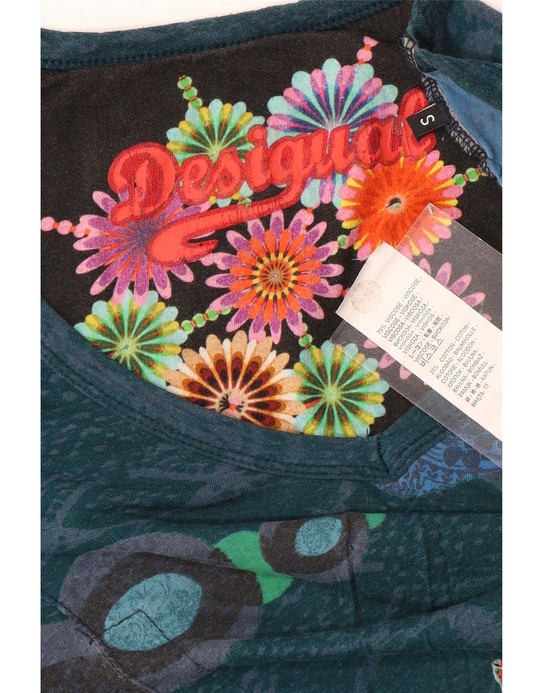 Blusa feminina Desigual UK 10 pequena viscose floral multicolorida