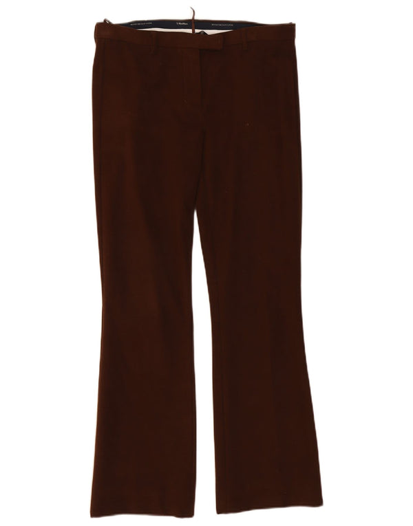 Calça feminina Max Mara com corte bootcut Reino Unido 14 grande W32 L29 algodão marrom