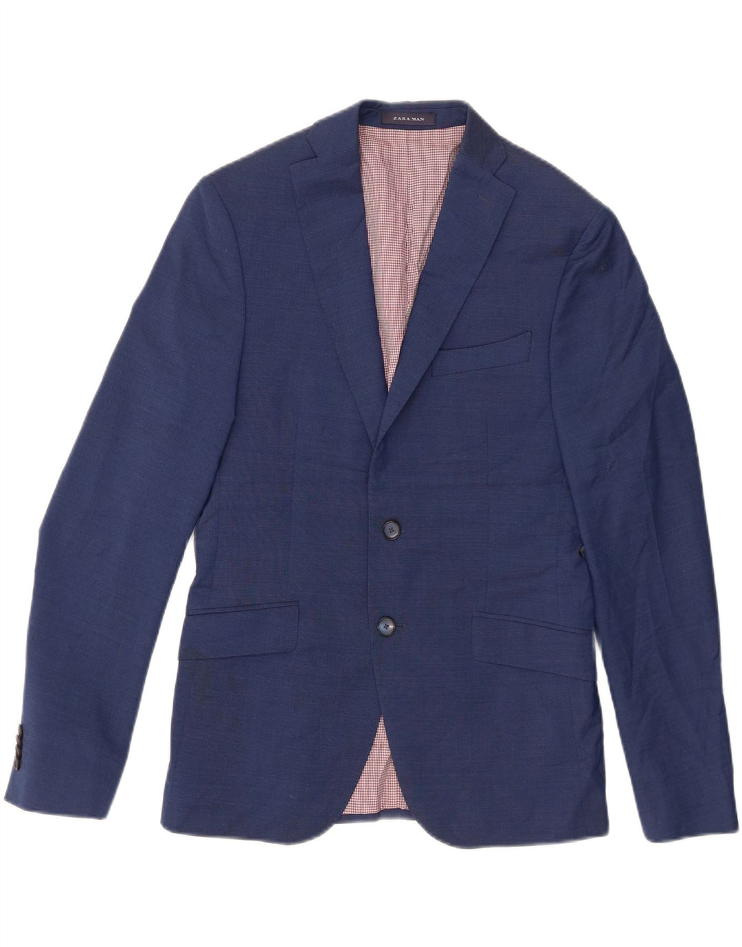 Jaqueta blazer masculina Zara com 2 botões UE 46 pequena lã azul