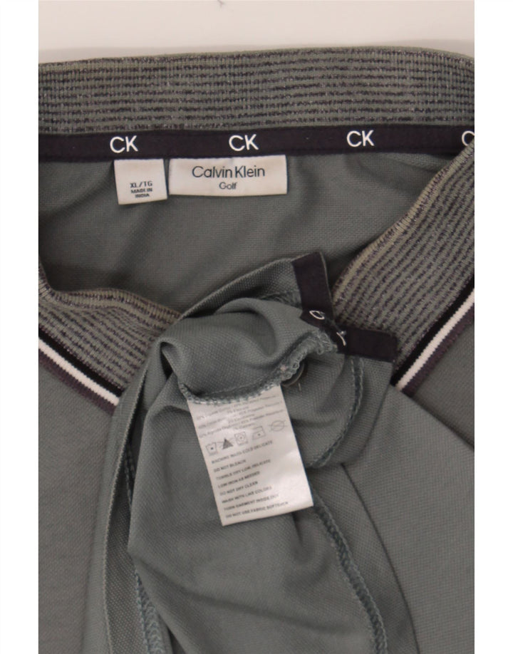 CALVIN KLEIN Camisa polo masculina de golfe XL algodão cinza