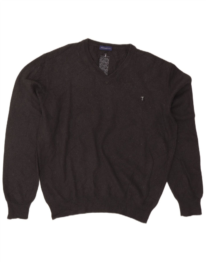 Trussardi Jeans Suéter masculino com decote em V 3XL cinza