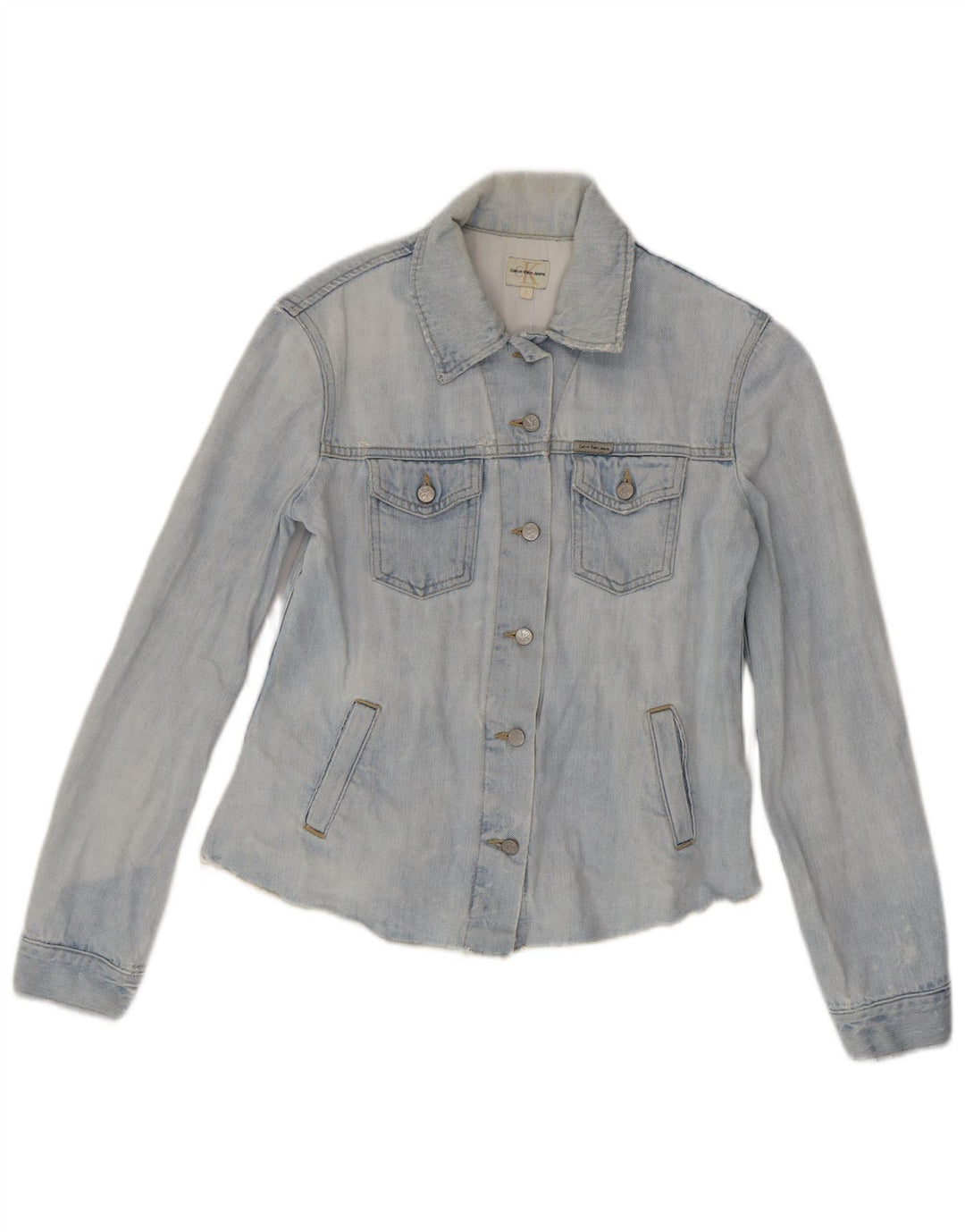 Jaqueta jeans feminina Calvin Klein Jeans Reino Unido 10 algodão azul pequeno