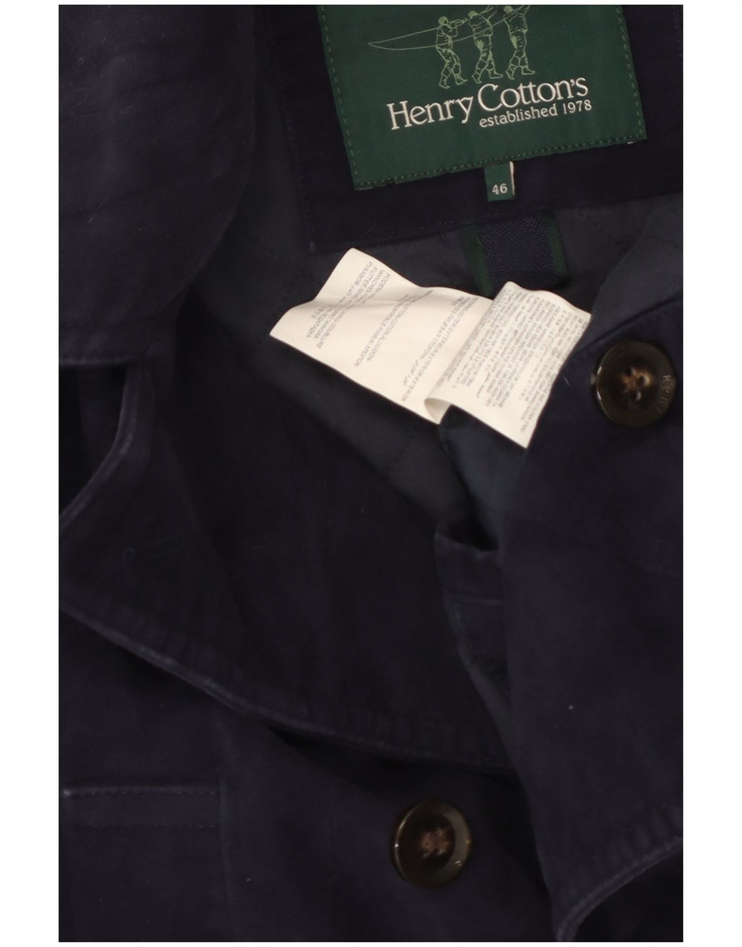 Henry Cottons Mens Pea Coat IT 46 Pequeno Algodão Azul Marinho