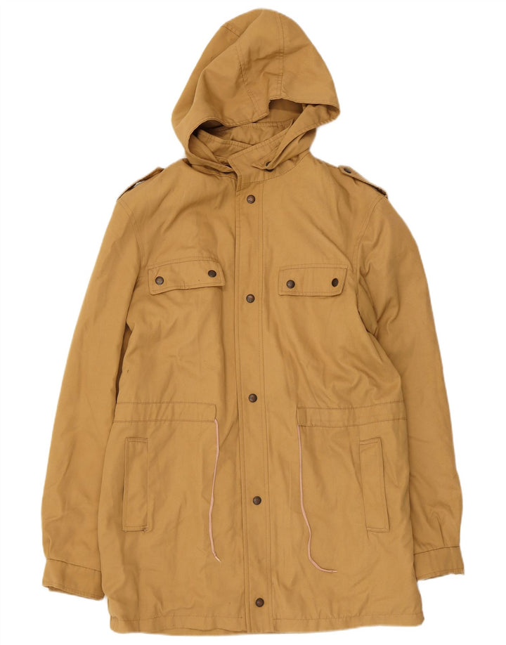Jaqueta Parka Masculina Vintage com Capuz UK 38 Bege Médio