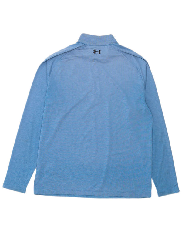 Under Armour Mens Zip Neck Pulôver Treino Top Grande Poliéster Azul