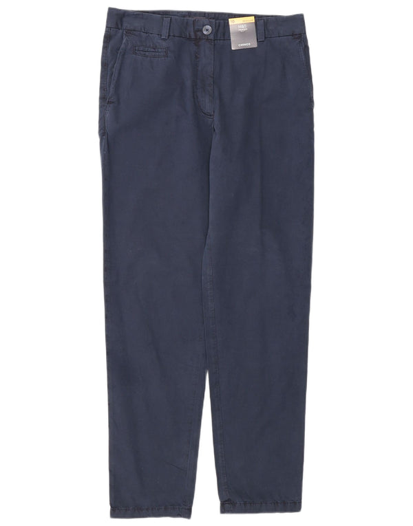 Calça Chino Feminina Marks & Spencer Reino Unido 10 Pequeno W32 L29 Azul Marinho