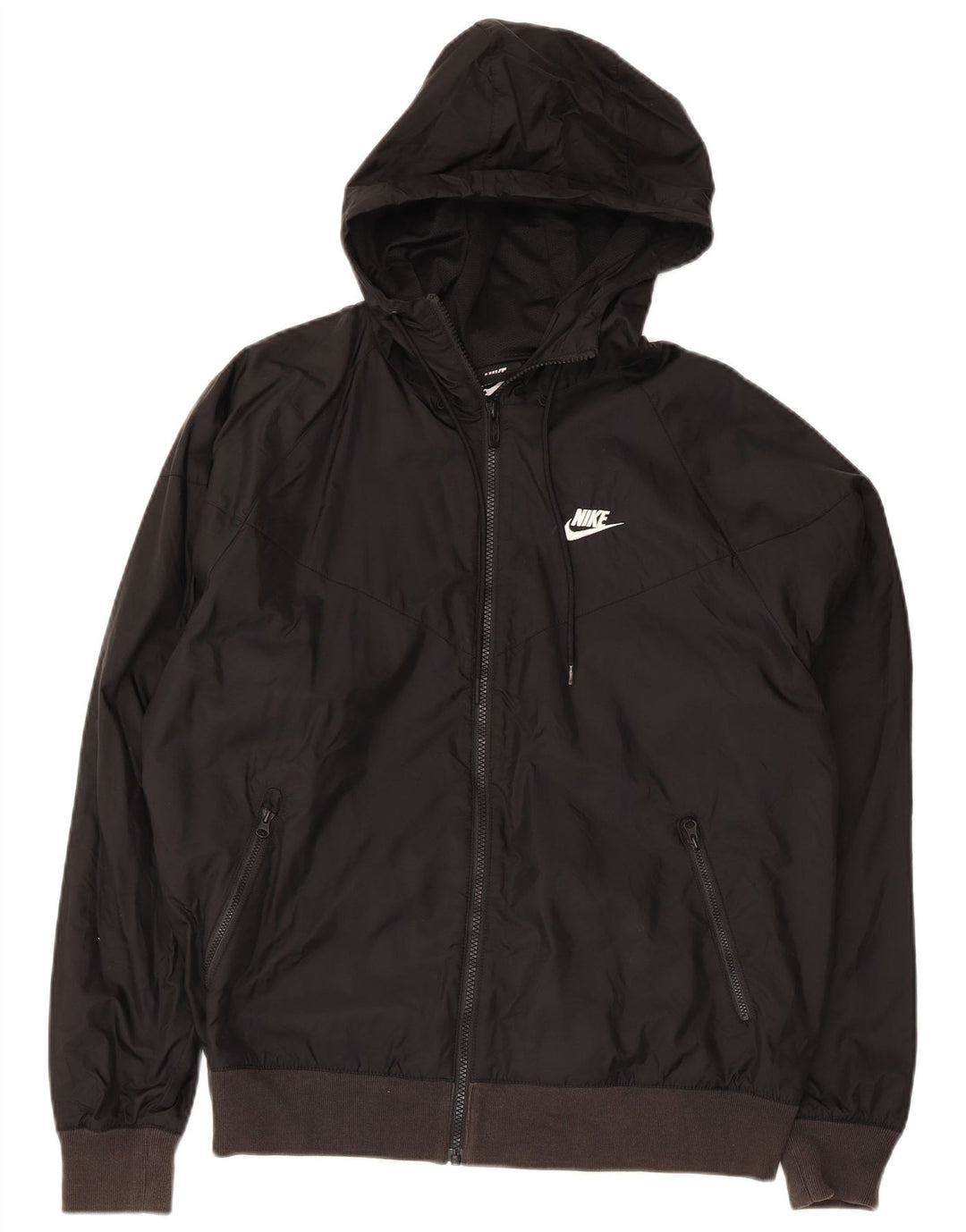Jaqueta de chuva masculina Nike com capuz UK 36 pequena preta nylon