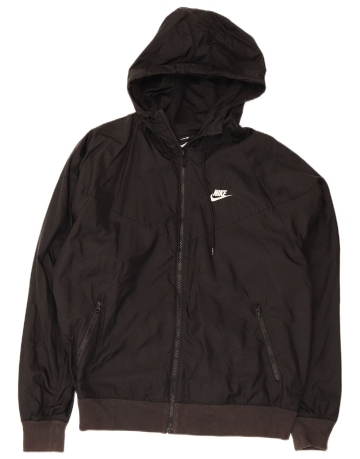 Jaqueta de chuva masculina Nike com capuz UK 36 pequena preta nylon