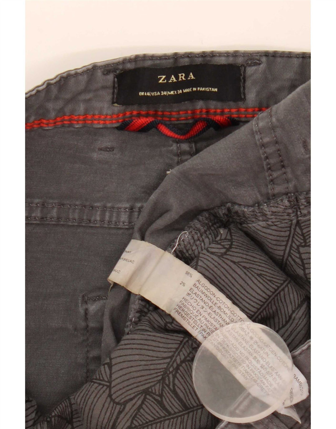 Zara Mens Slim Jeans EU 44 Grande W34 L29 Algodão Cinza