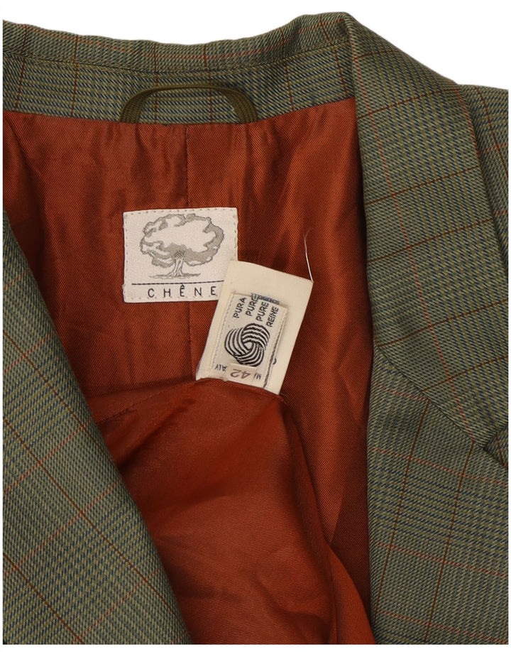 Jaqueta blazer feminina vintage com 2 botões IT 42 lã xadrez verde médio