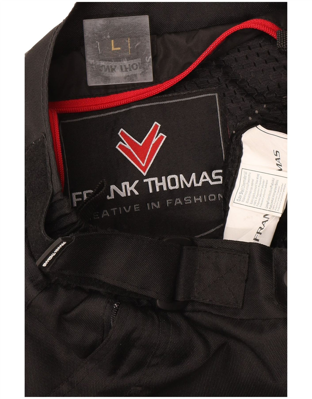 Calça corta-vento masculina Frank Thomas para motocicleta grande W34 L31 preta
