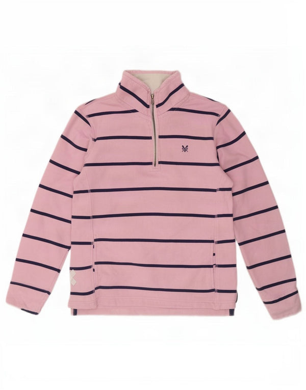 Crew Clothing feminino oversized moletom jumper UK 10 pequeno rosa listrado