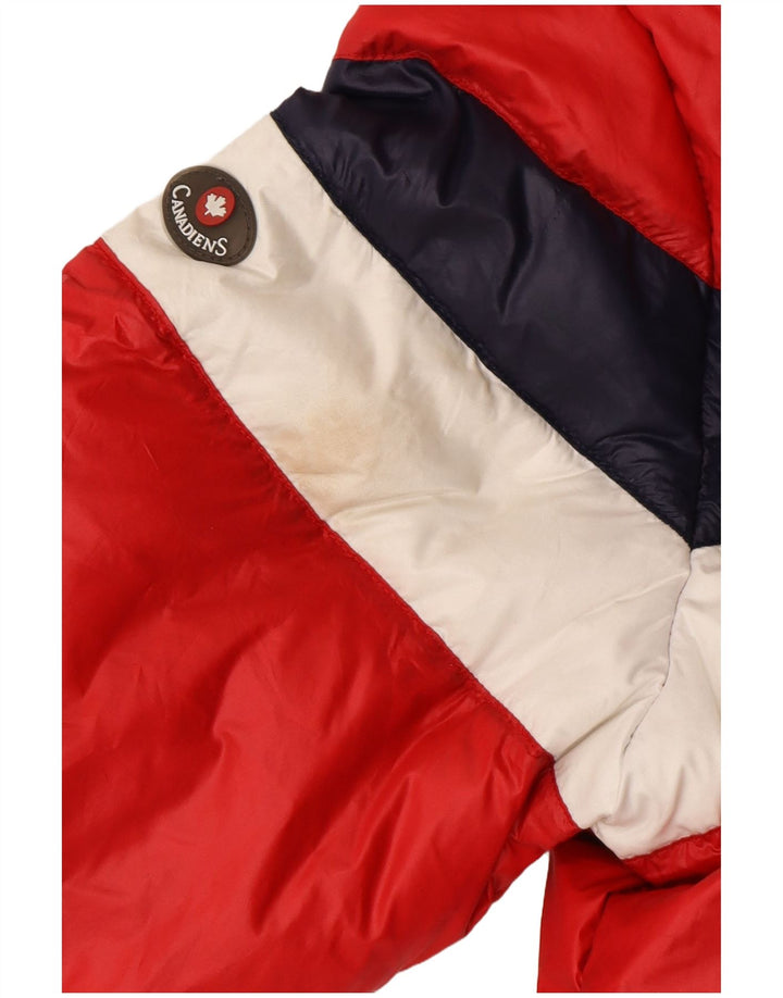 Jaqueta feminina acolchoada com capuz CANADIENS UK 14 Medium Red Colourblock