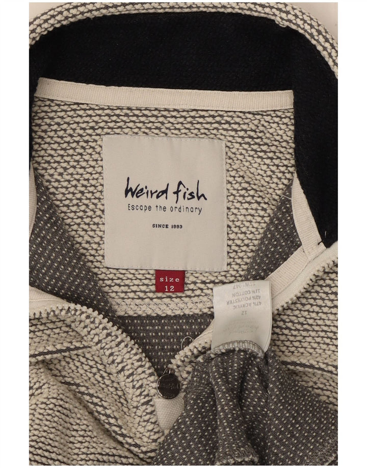 WEIRD FISH Suéter feminino com gola e zíper UK 12 cinza médio acrílico