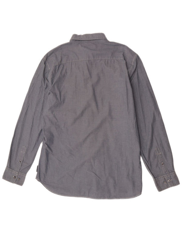 Camisa masculina French Connection grande algodão azul