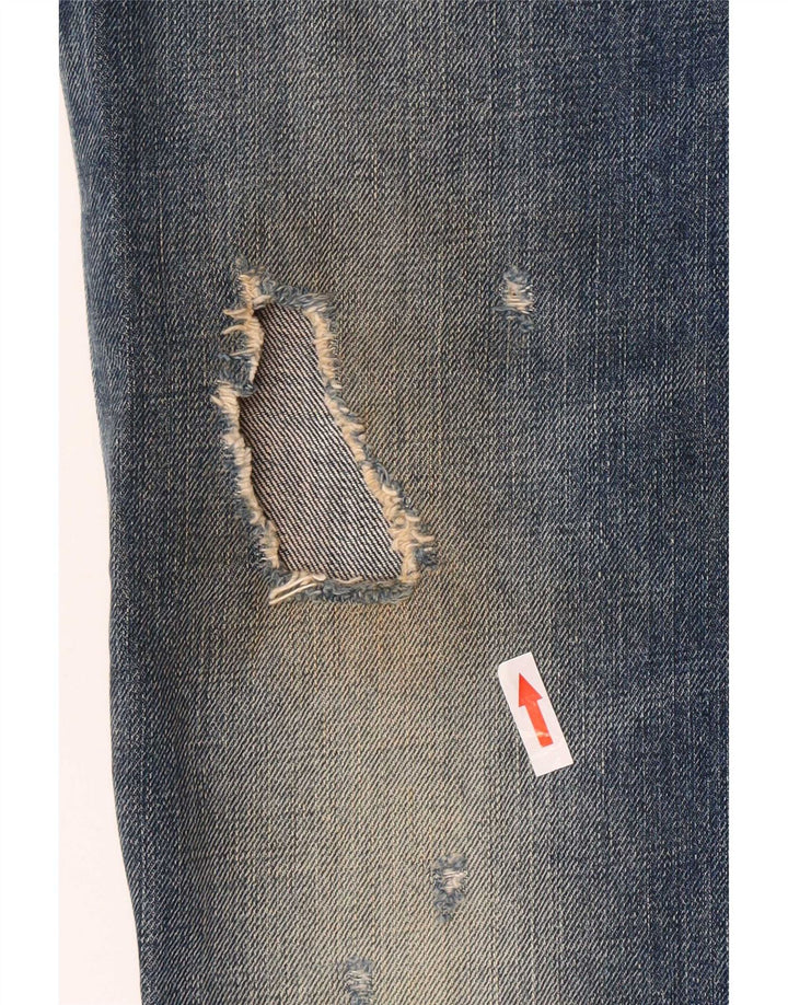 Dsquared feminino jeans reto desgastado IT 44 médio W30 L27 algodão azul