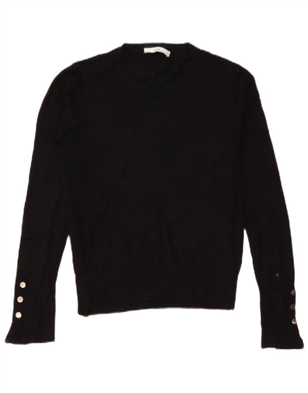 Zara Suéter feminino com gola redonda, Reino Unido 14 Médio Preto