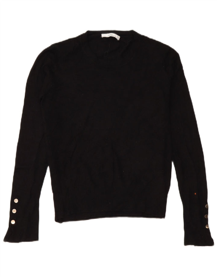 Zara Suéter feminino com gola redonda, Reino Unido 14 Médio Preto