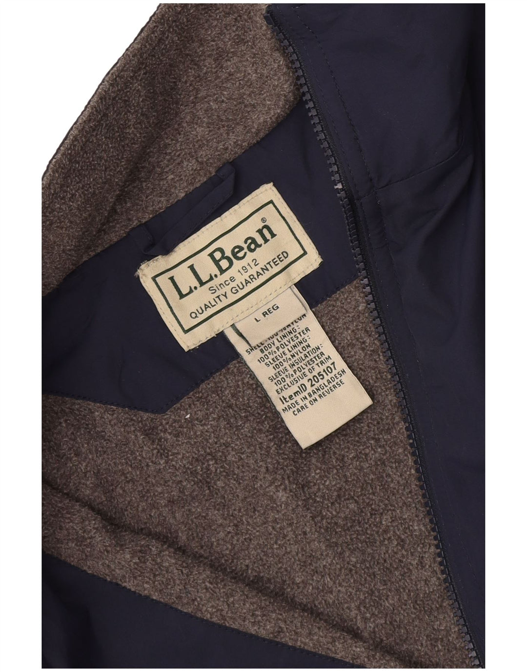 Jaqueta bomber masculina L.L.Bean UK 40 grande poliéster azul marinho