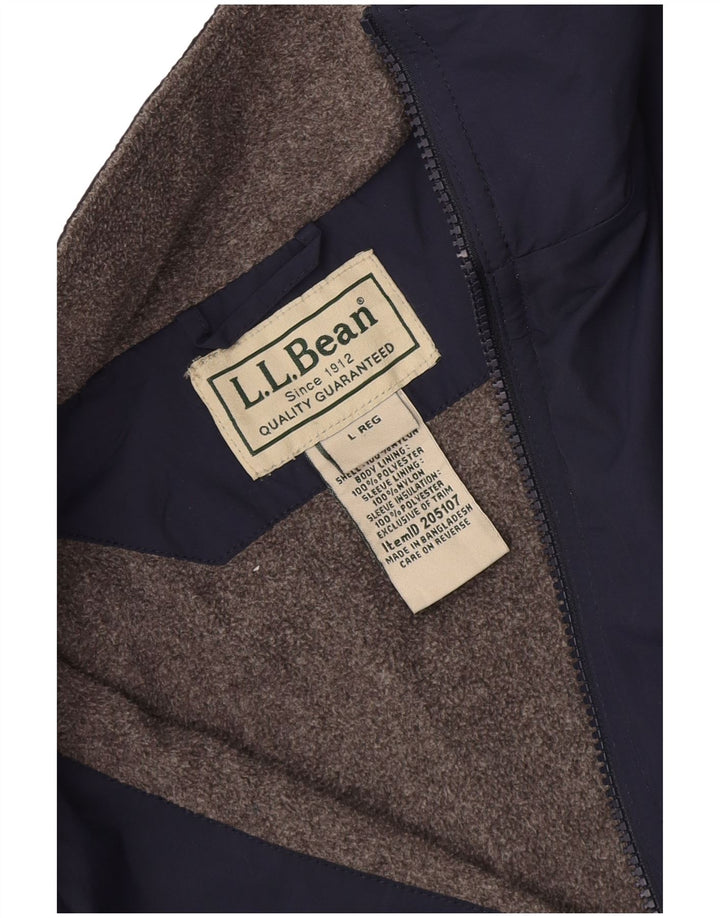 Jaqueta bomber masculina L.L.Bean UK 40 grande poliéster azul marinho