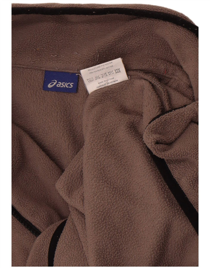 Asics Mens Zip Neck Fleece Jumper Grande Marrom Poliéster