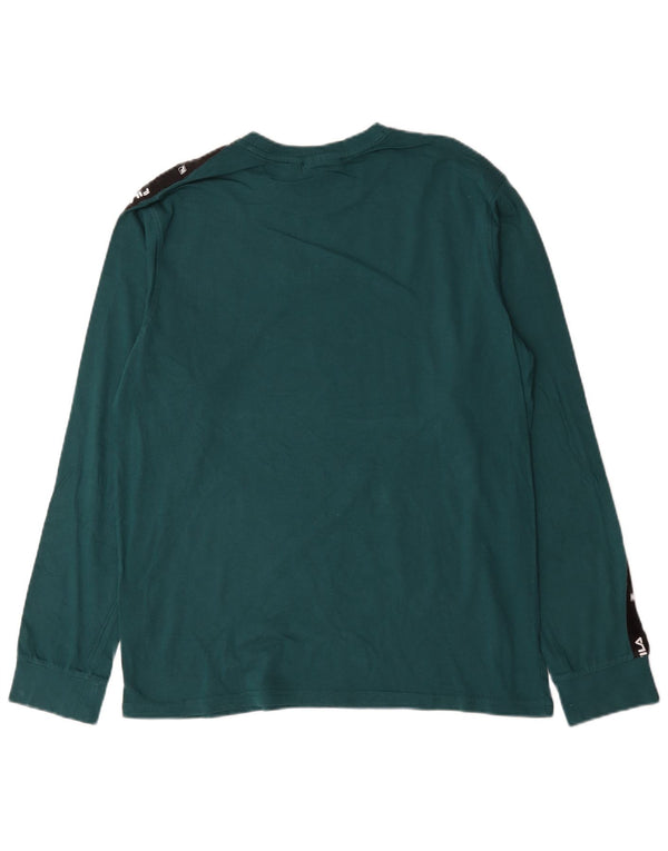 Fila Top gráfico masculino manga comprida grande algodão colorblock verde