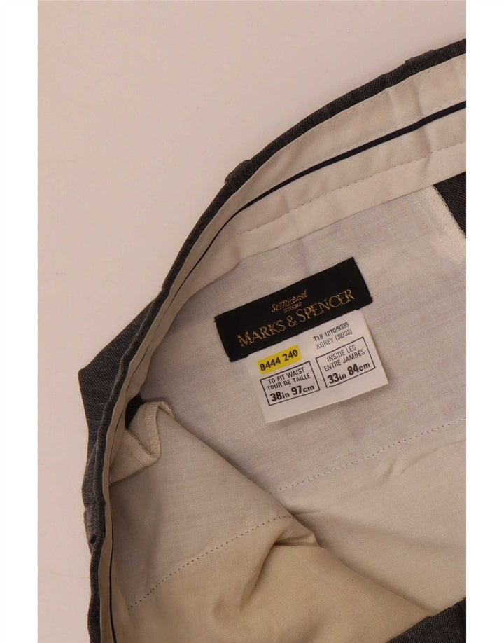 Calça masculina Marks & Spencer St. Michael Straight Suit W38 L33 cinza