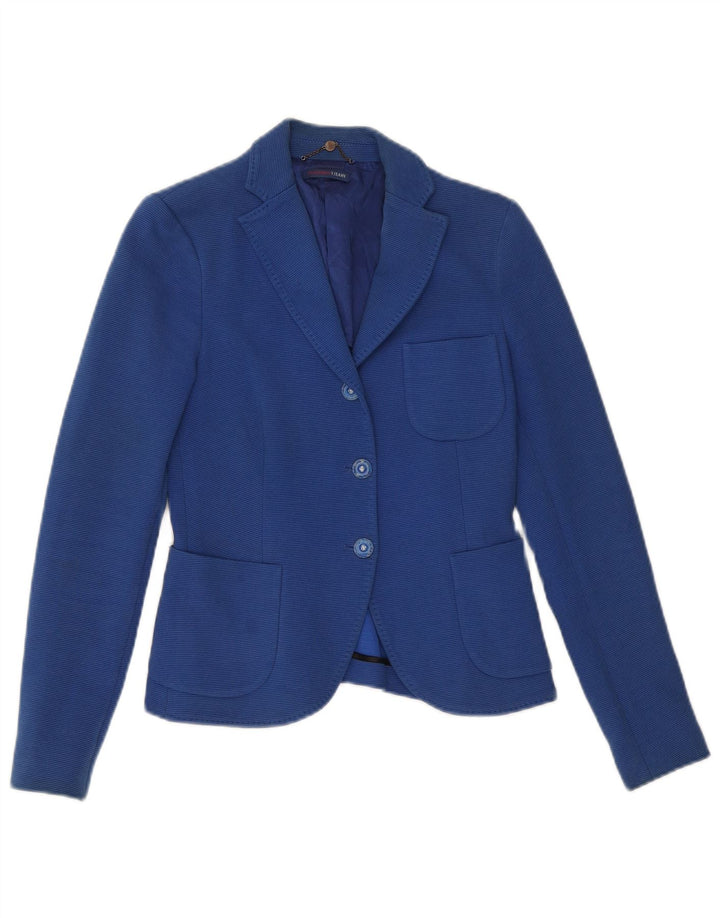 Jaqueta blazer feminina Trussardi com 3 botões IT 40 algodão azul pequeno