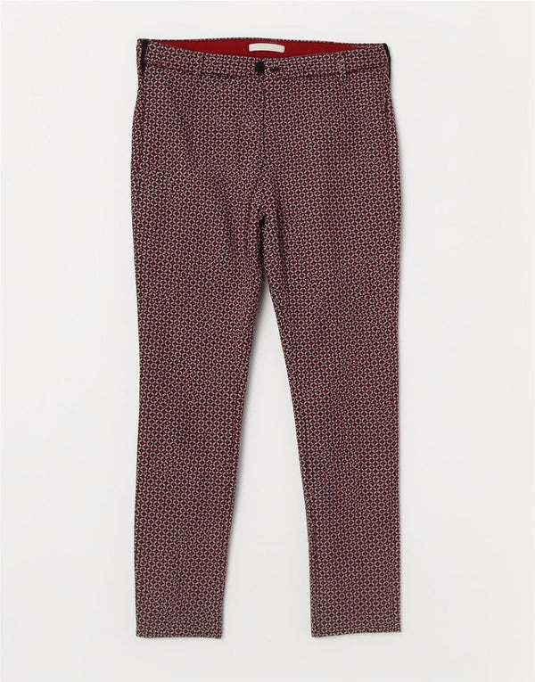 Marella Womens EMME Slim Chino Calça W32 L31 Vermelho Geométrico