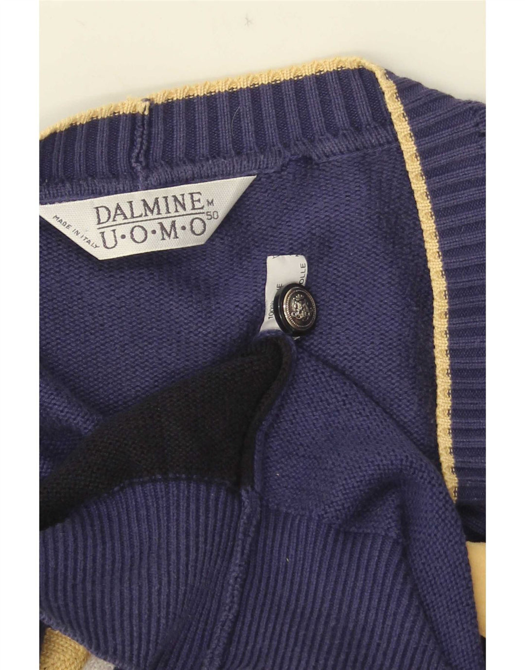 Suéter cardigã masculino DALMINE IT 50 algodão colorblock azul marinho médio