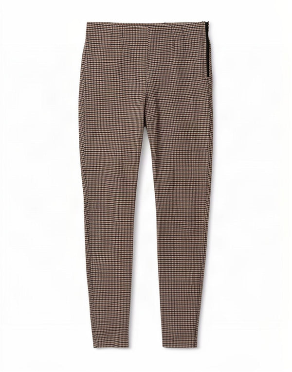 Leggings femininas Zara UK 12 médio marrom guingão