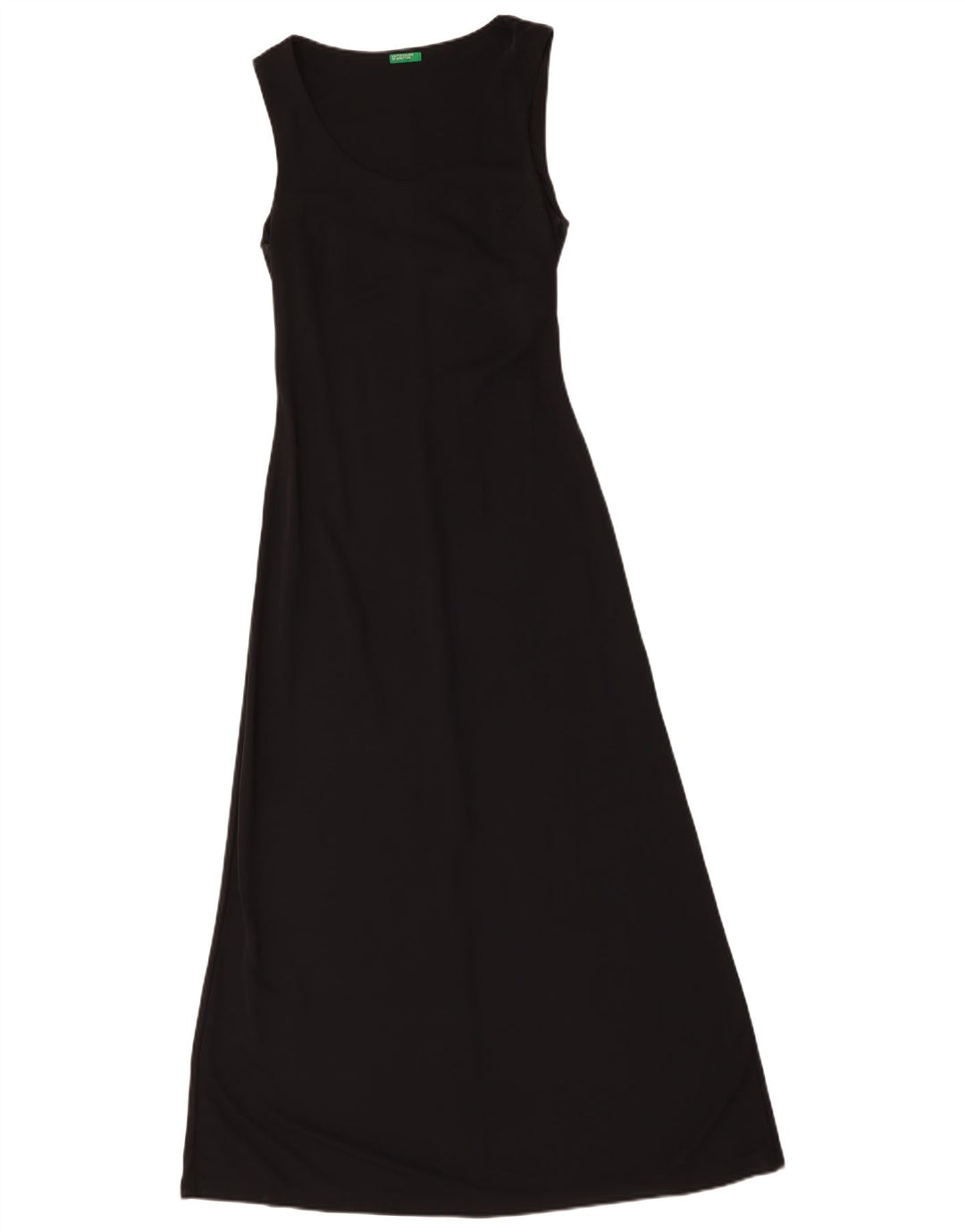 Vestido maxi feminino sem mangas Benetton UK 8 pequeno poliéster preto