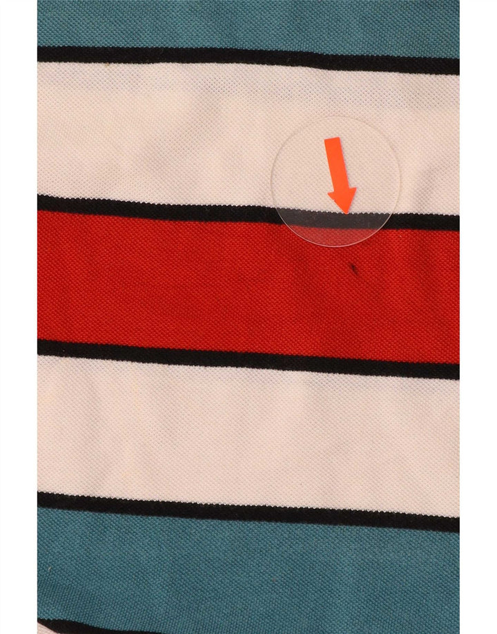 Camisa polo masculina Lacoste tamanho 4 médio algodão listrado multicolorido
