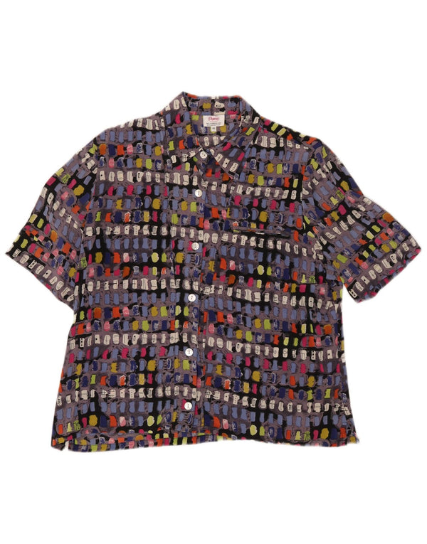 Cherie Blusa feminina manga curta IT 46 grande multicolorida geométrica