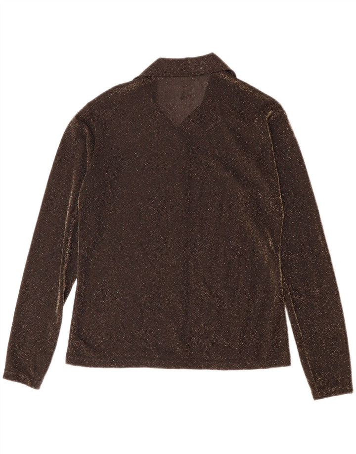 Blusa feminina VINTAGE UK 14 poliéster marrom médio