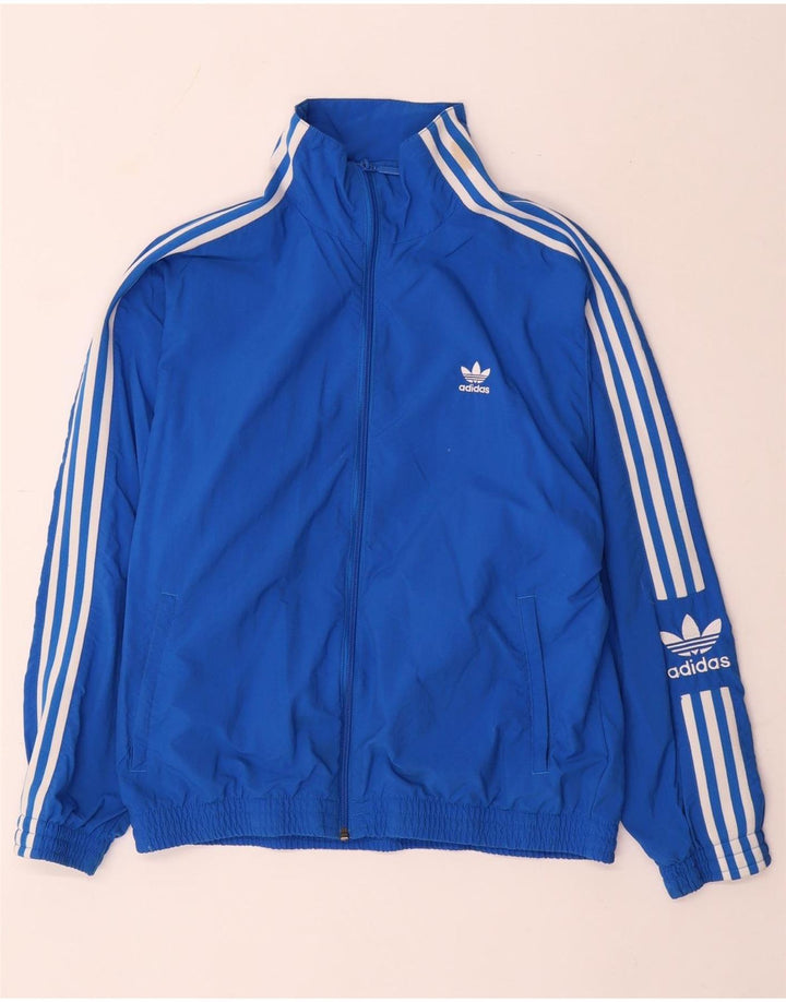 Adidas Womens Tracksuit Top Jacket UK 12 Médio Azul Nylon