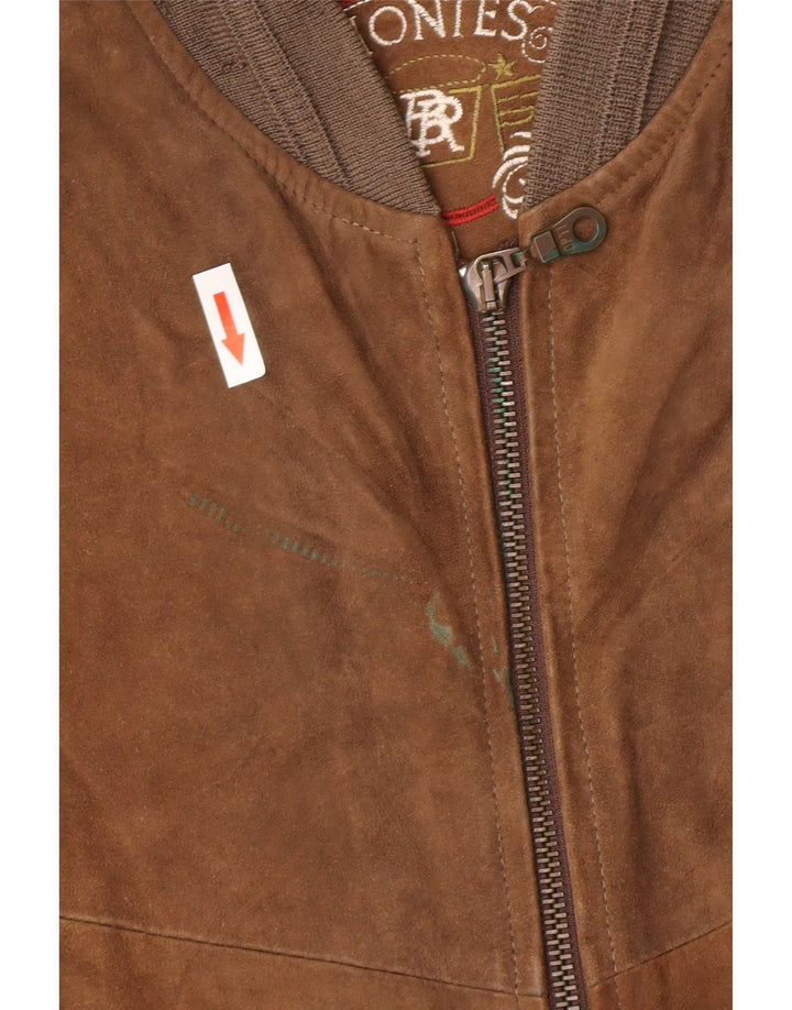 Jaqueta bomber masculina Montes camurça EU 52 XL couro marrom