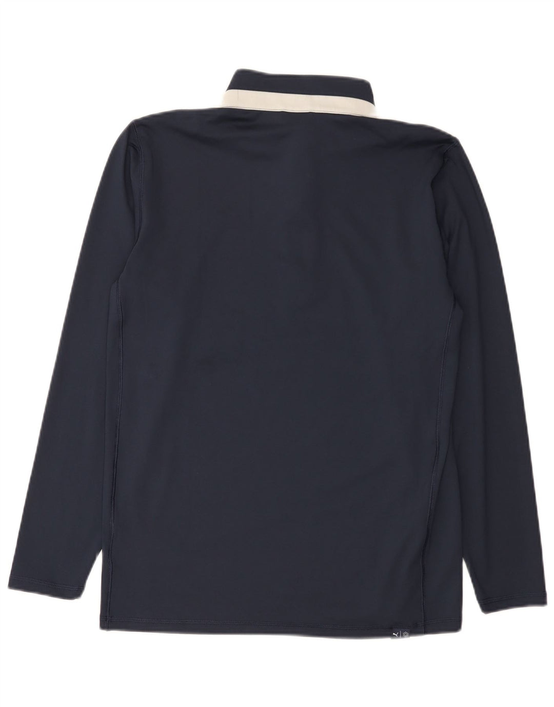Puma Mens Zip Neck Top Manga Longa Médio Azul Marinho Colourblock Poliéster