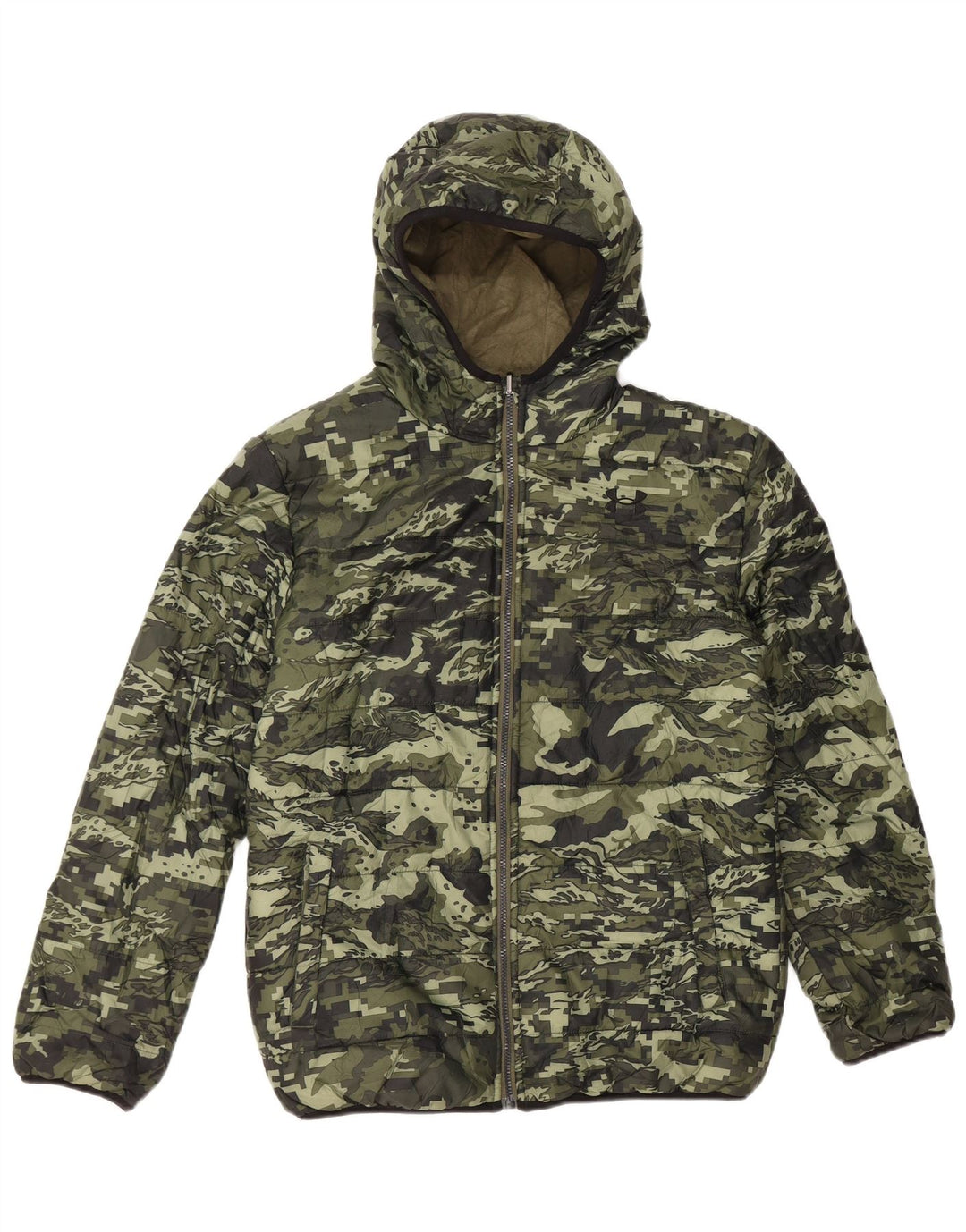 Casaco acolchoado com capuz para meninos UNDER ARMOUR 13-14 anos camuflagem cáqui