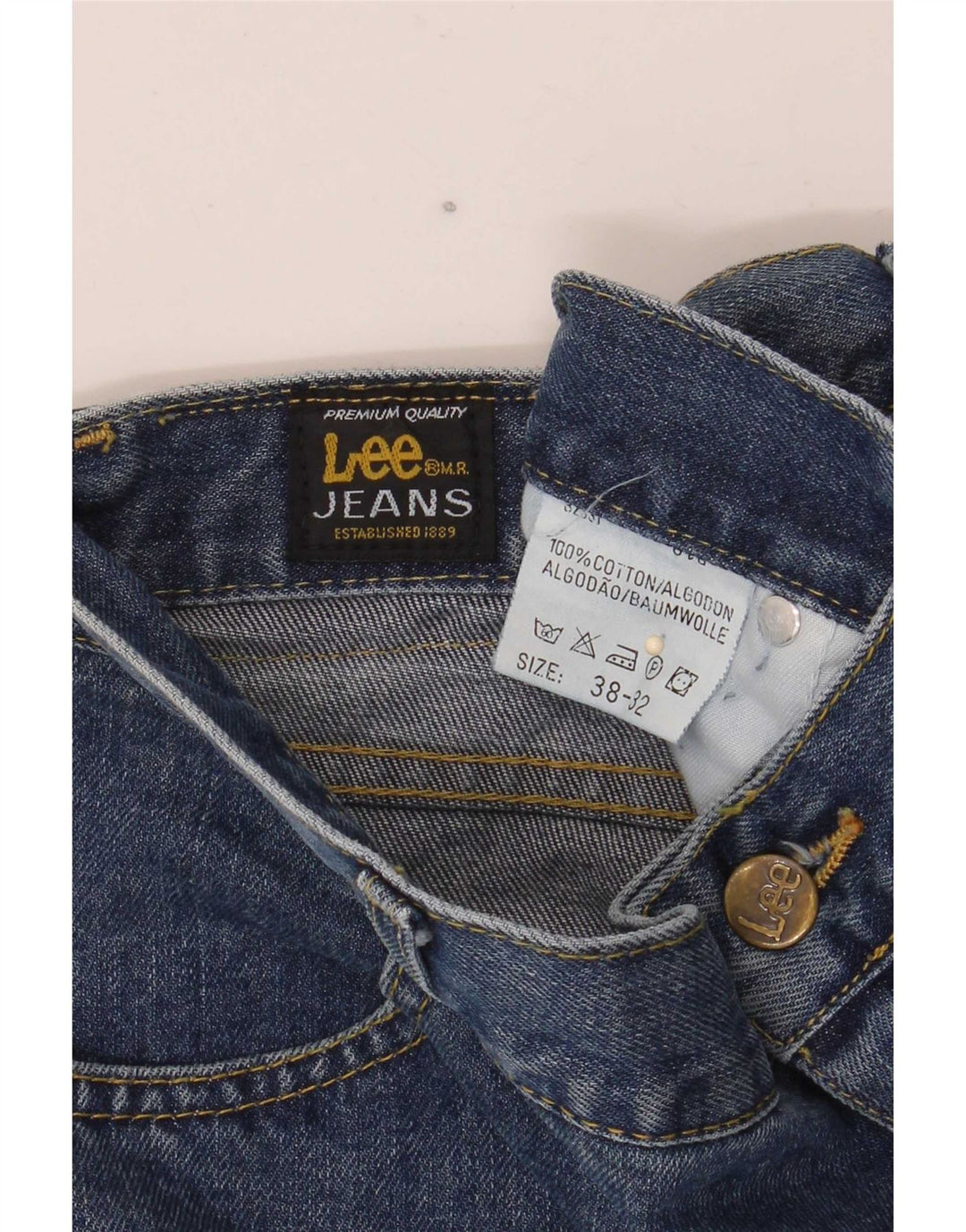 Lee Mens Straight Jeans W38 L32 Azul Algodão