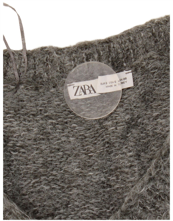 Zara Suéter Cardigan Oversized Feminino Reino Unido 10 Pequeno Cinza
