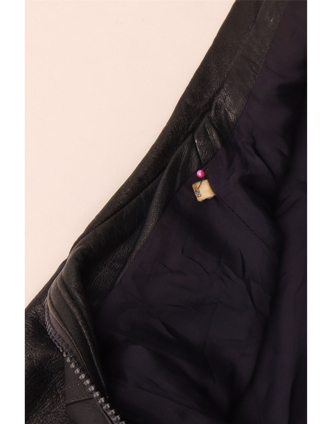 Jaqueta de couro feminina vintage IT 52 2XL azul marinho