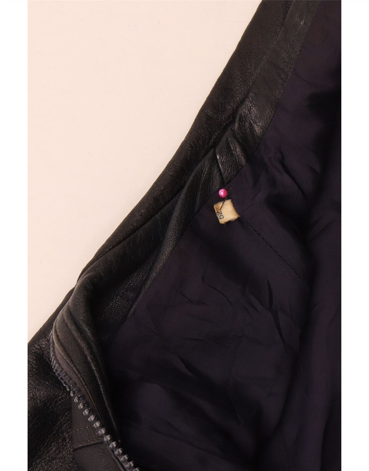 Jaqueta de couro feminina vintage IT 52 2XL azul marinho
