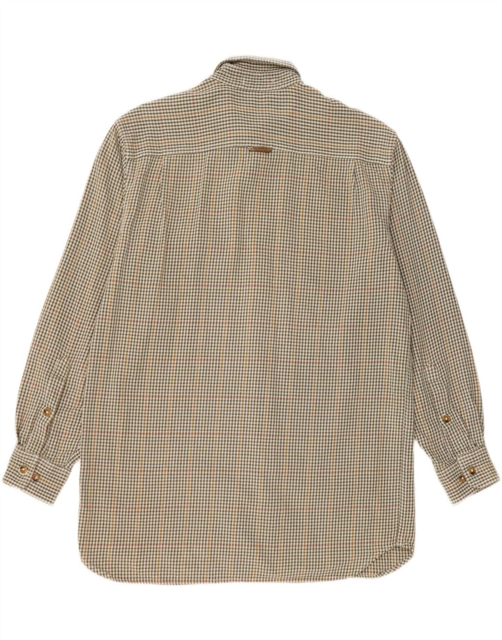 Camisa masculina de flanela Orvis algodão houndstooth verde médio
