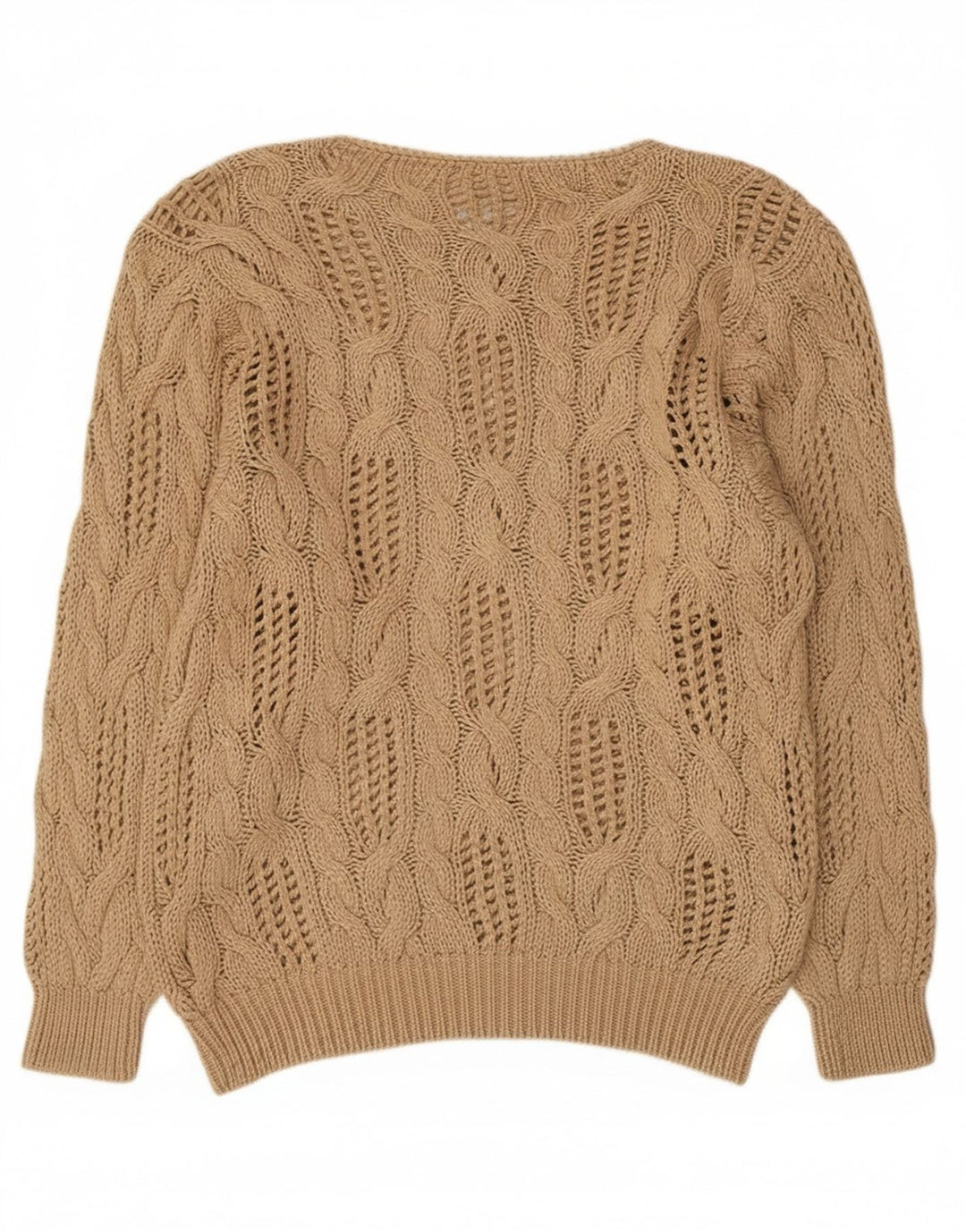 Madeleine Suéter feminino transparente com gola canoa UE 40/42 médio bege
