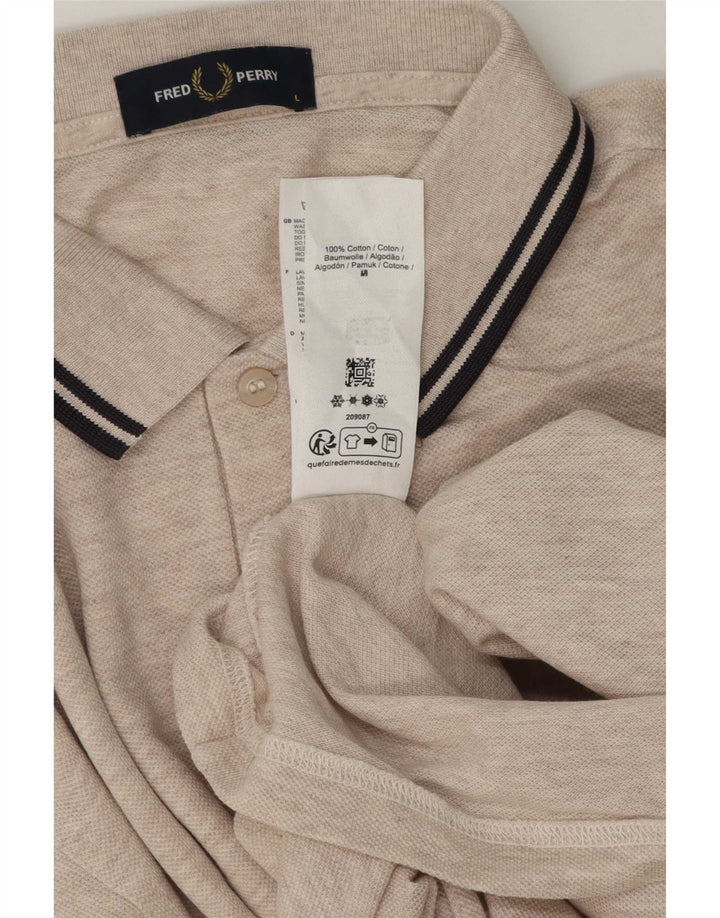 Camisa polo masculina Fred Perry grande algodão bege